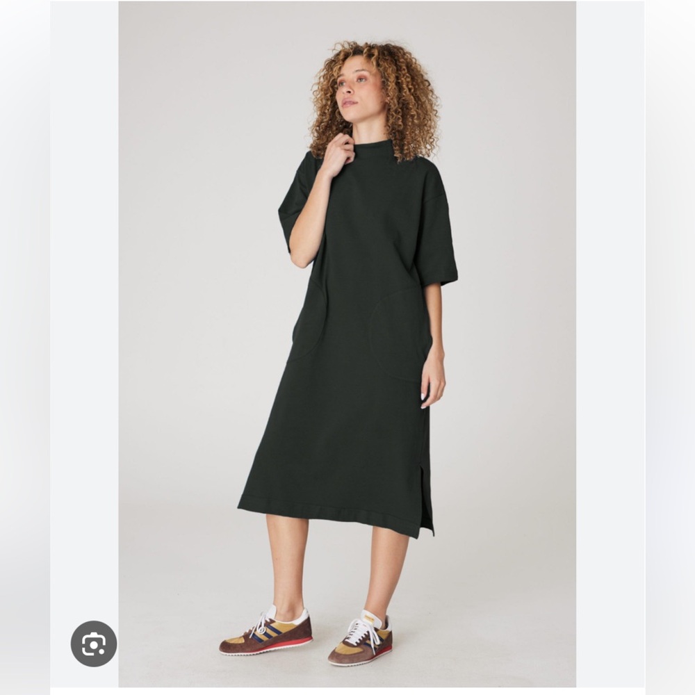 Back Beat Co. Dark Gray Mock Neck Midi Dress